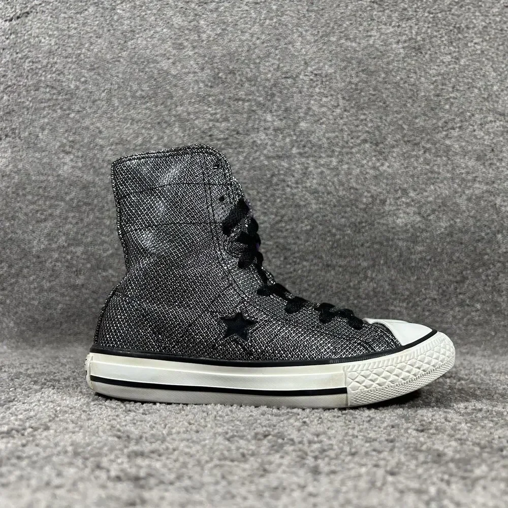Converse One Star Hi-Top Junior Sz 12 Black Sparkle Purple Basketball Shoes Used